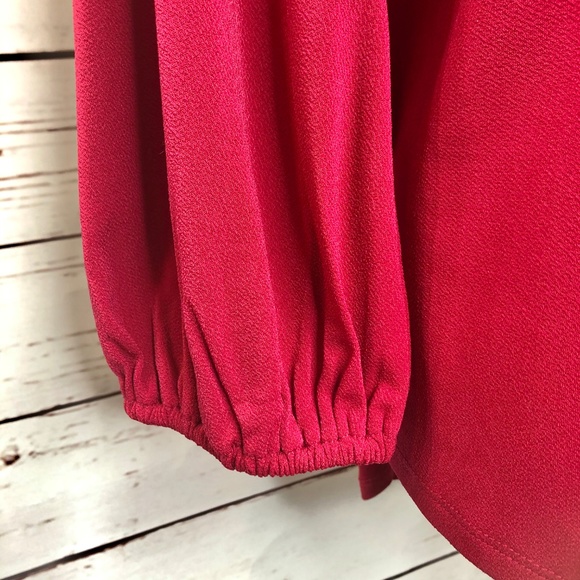 Adrianna Papell Dressy Long Sleeve Red Blouse - Picture 3 of 8